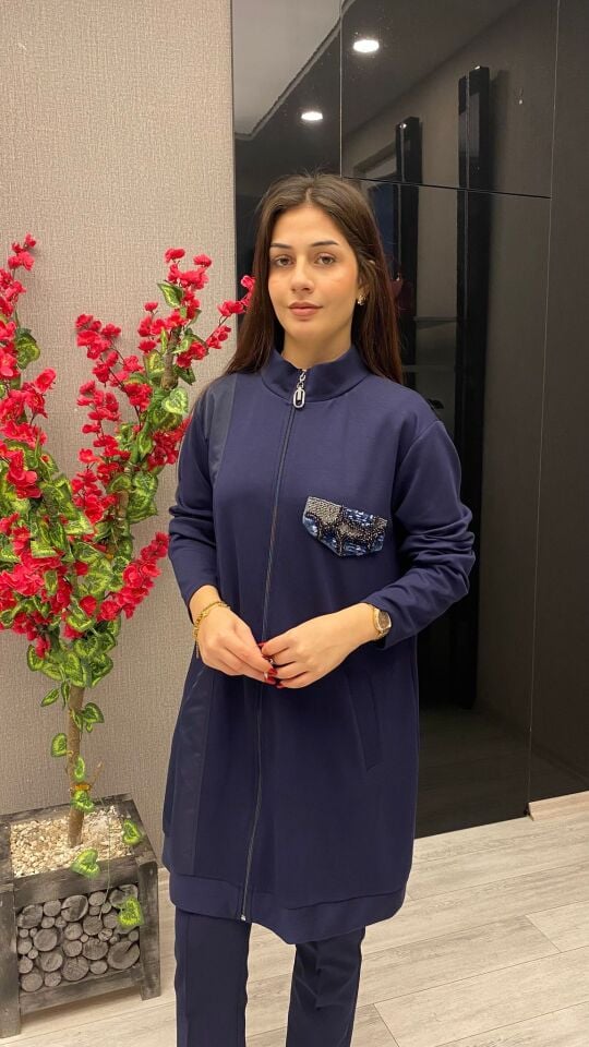 EFRAZE 315 İŞLEMELİ SAFİR CEKET