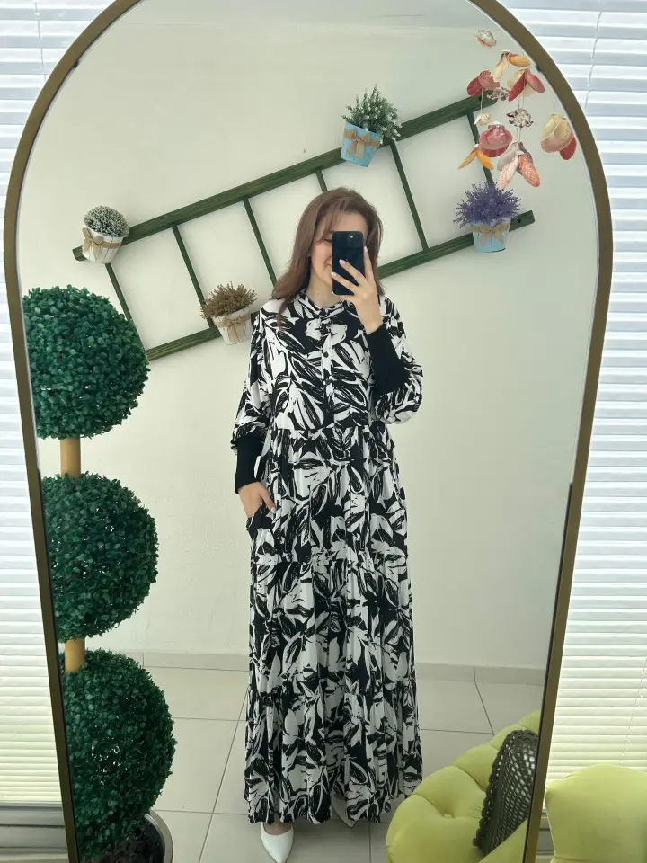 EFRAZE RİBANALI VİSKON ELBİSE