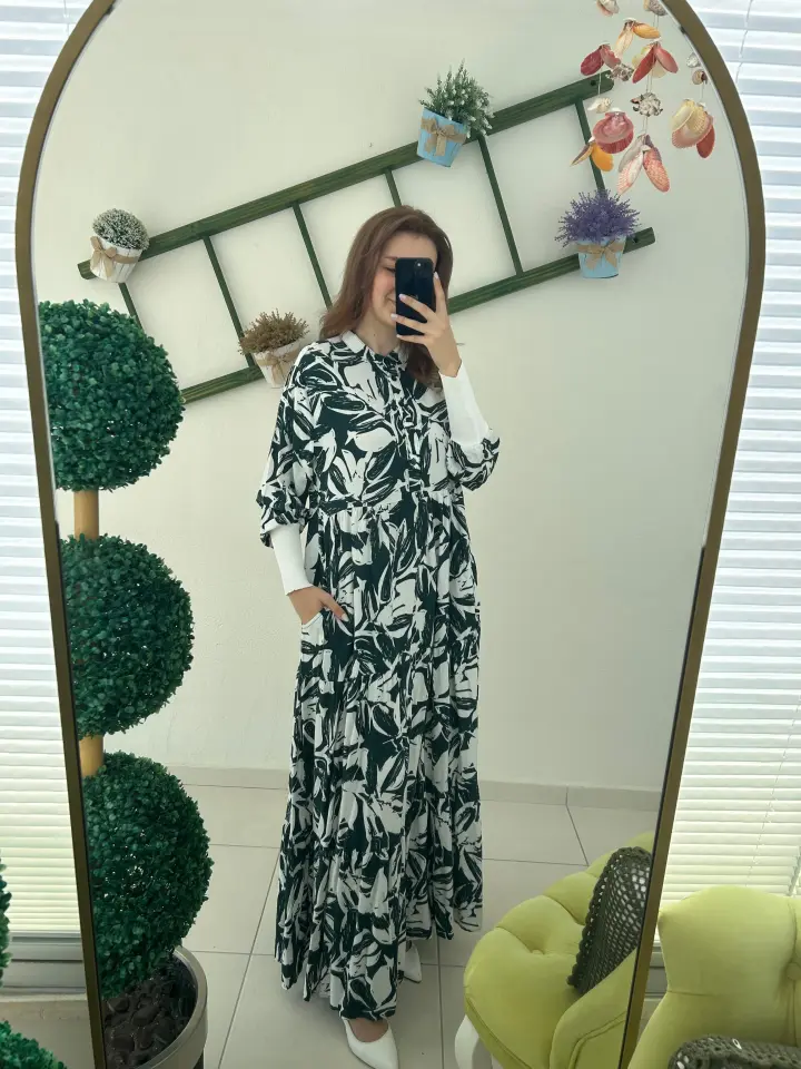 EFRAZE RİBANALI VİSKON ELBİSE