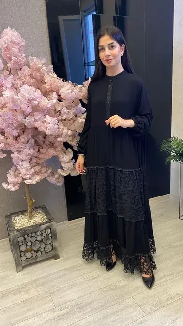 EFRAZE İNCİ DANTEL VİSKON ELBİSE