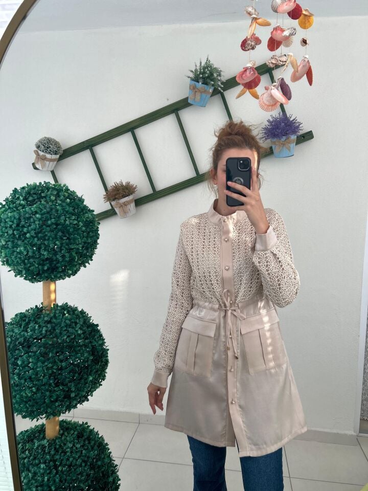 SELİNADA İTHAL DANTEL FİLE TUNİK 9010