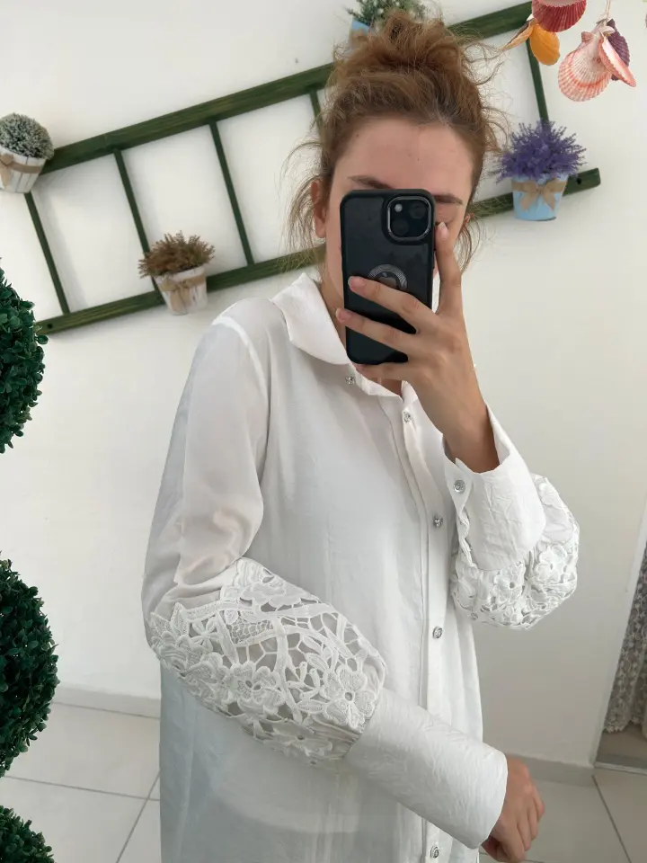 SELİNADA QUPRA KOLLARI DANTELLİ TUNİK